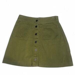 Madewell Women's Size 0 Green Fall Skirt with Front‎ Pockets